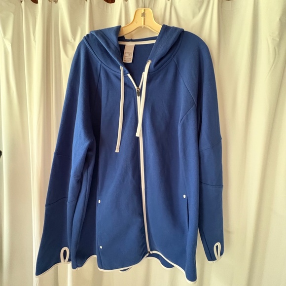 3XL Women’s Danskin Hoodie, 22-24W, Cute Full Zip Blue with White Trim - Picture 1 of 13